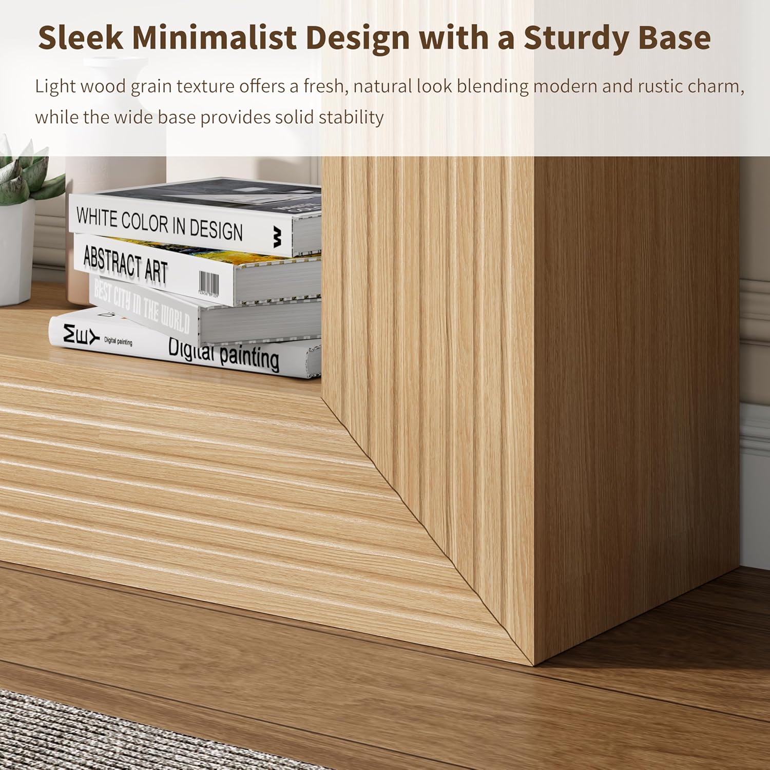 55" Console Table, 2-Tier Farmhouse Sofa Table with Storage Behind Couch, Narrow Rectangular Entryway Table for Living Room, Hallway, Entrance, Foyer, Natural